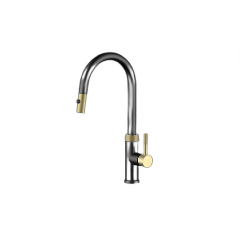 Kf.Tr.Mbbg Thames Stainless Steel Kitchen Faucet - Single Handle / One Hole With U-Spout - Black Brushed Gold