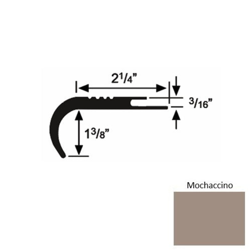 Solid 18 Mochaccino Rubber Undercut Carpet Nosing
