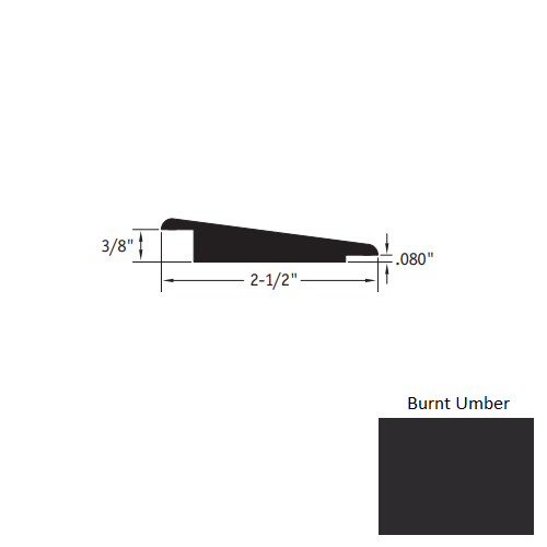Johnsonite Burnt Umber Vinyl Moulding / Trim - 2 1/2" X 12 Ft (144") X 3/8" - .080" Wheeled Traffic Transition - Wheeled Traffic Transition