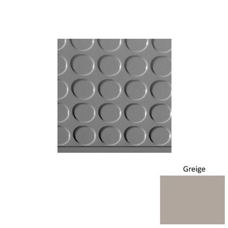 Solid 97 Greige Vantage Raised Circular Rubber (Sq) With Galley Red Abrasive Strip Stair Tread With Dupont Kevlar - Textured