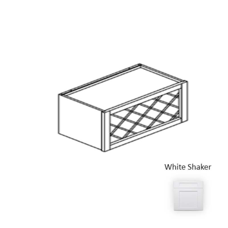Whs.Wrc3015 Framed Shaker Premium White Shaker Natural Clear Coat Wood Kitchen Wall Cabinet - 30" X 15" X 12" - Natural Clear Coat