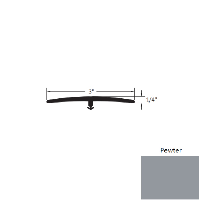 Pewter Vinyl T Molding Trim 3" x 12 Ft