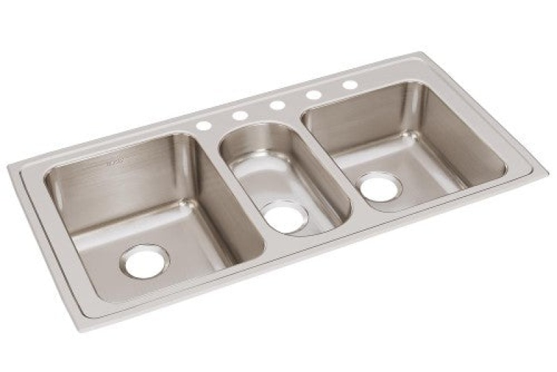 Lgr43225 Lustertone Classic Stainless Steel Drop In Triple Bowl Kitchen Sink - 43" X 22" X 10" With 5 Holes - Stainless Steel