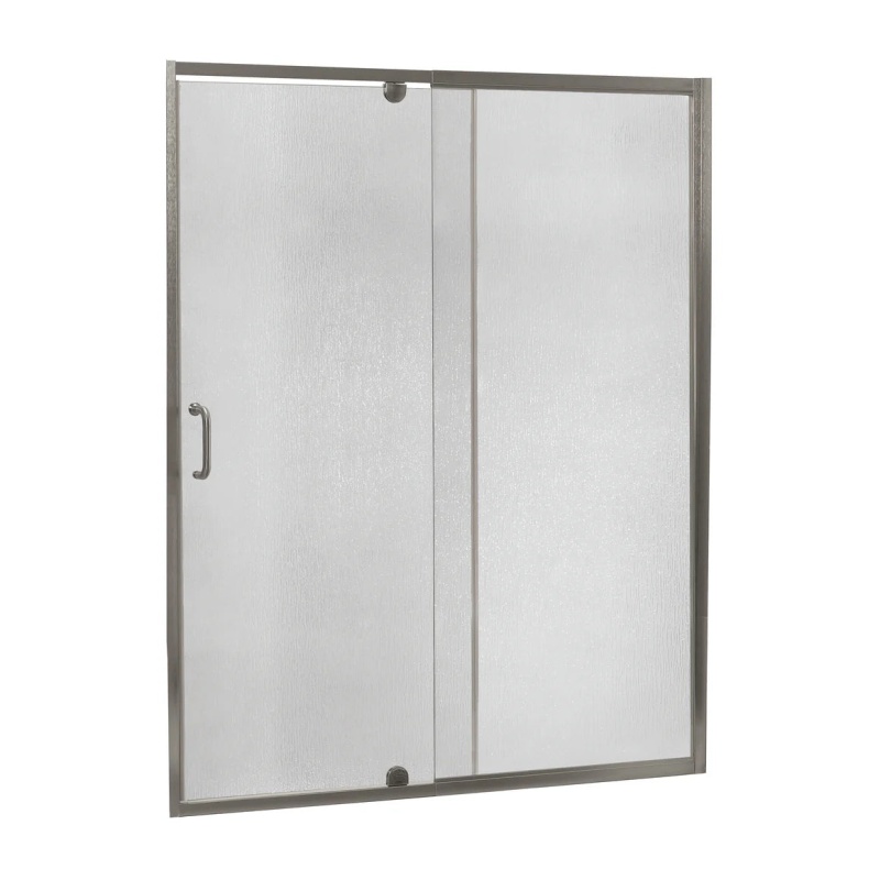 Cove Brushed Nickel Sliding Frameless Shower Door - 48" X 72" With Rain Glass - Brushed Nickel