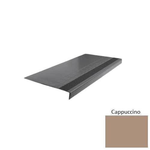 Flextones Cappuccino Type 875 With Flush Ribbed / Smooth Insert Distinct Designs Rubber - 12 1/4" X 72" Stair Tread - Raised Square Design