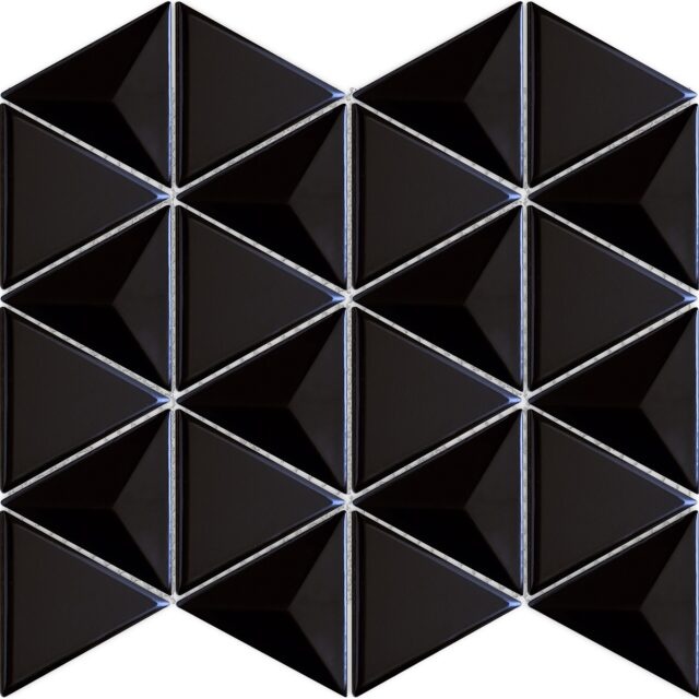 Artisan Black Ceramic Mosaic - Triangle - Glossy