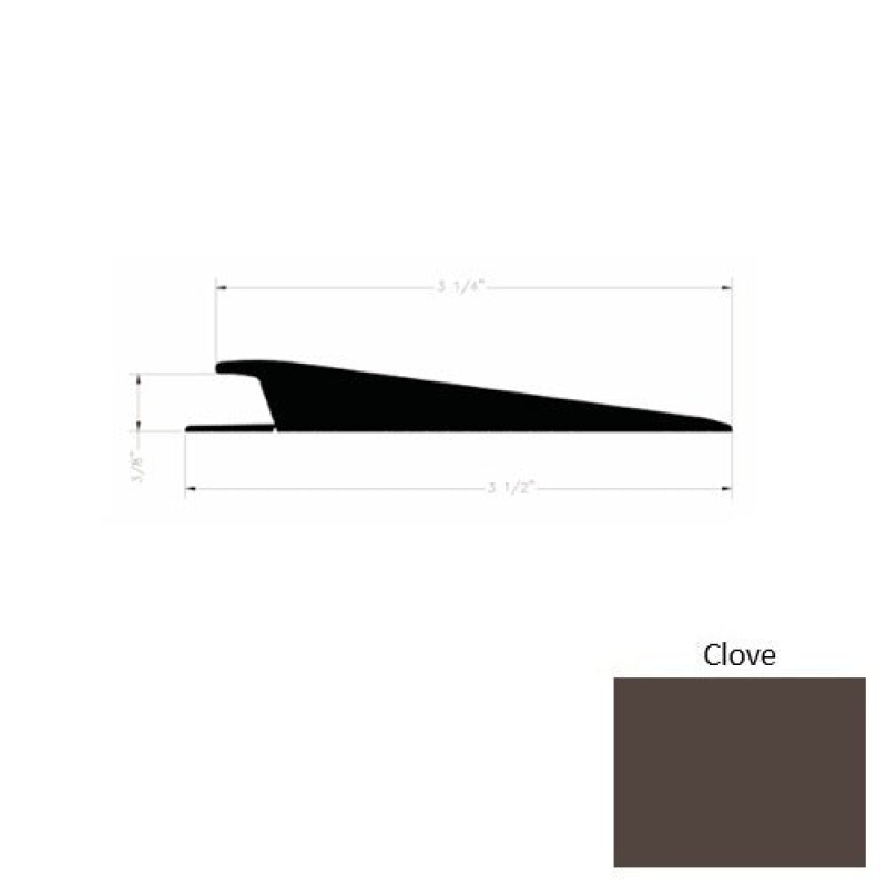 Solid 74 Clove Rubber Rolling Traffic Transition - 3 1/2" X 9 Ft (108") X 3/8"