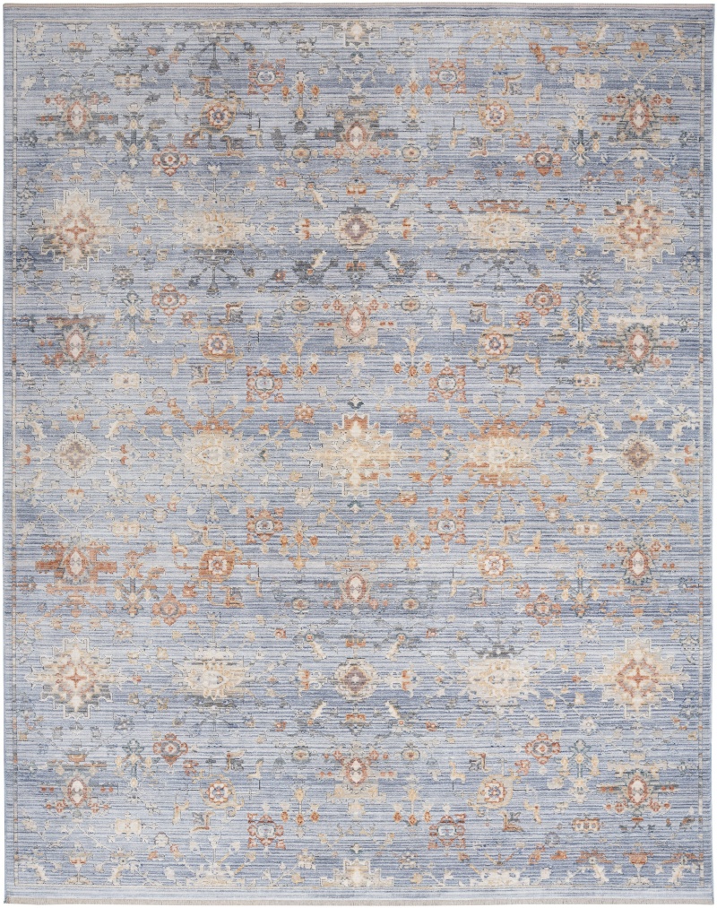 Blue Ivory Vintage Area Rug 10 Ft x 13 Ft