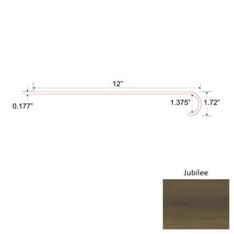 Diamond Jubille Luxury Vinyl Moulding / Trim - 47" Round Stair Tread - Commercial Ceramic Bead Uv Coating