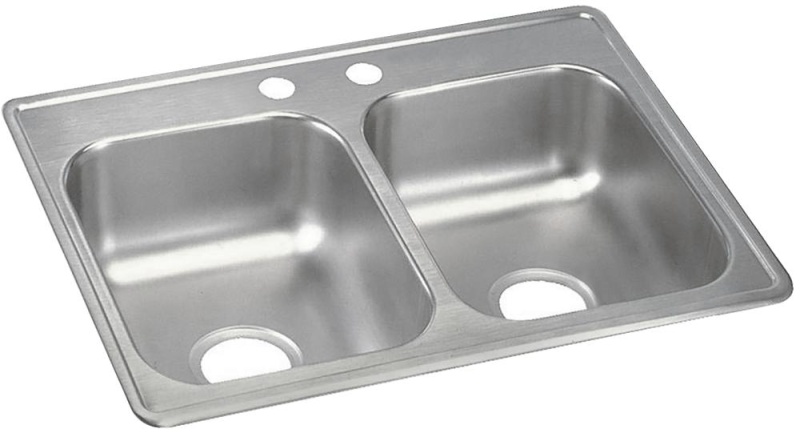 D225192 Dayton Stainless Steel Drop In Double Bowl Kitchen Sink - 25" X 19" X 6 5/16" With 2 Holes - Stainless Steel