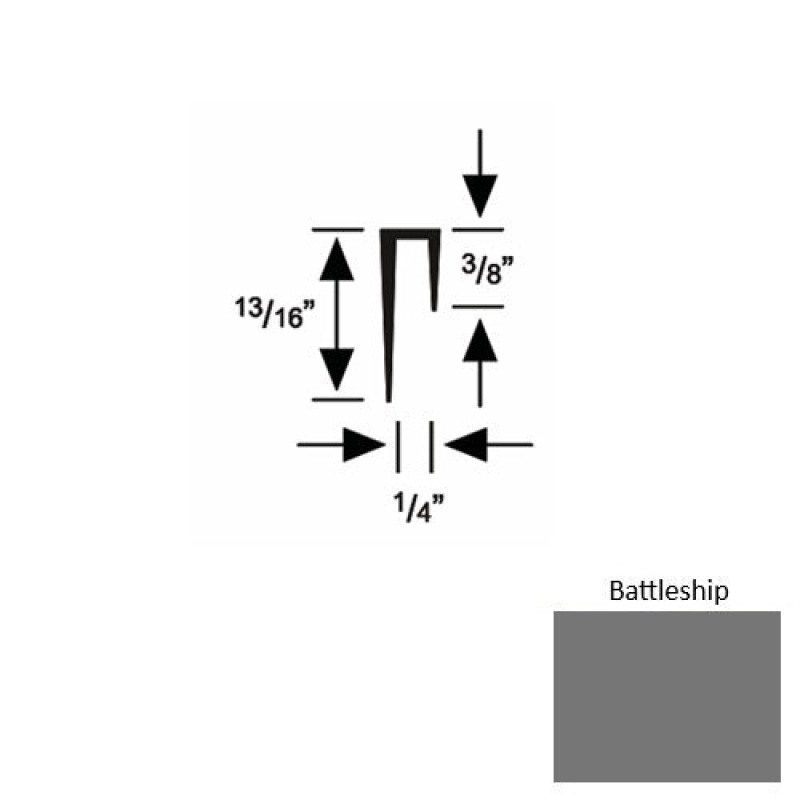 Solid 47 Battleship Rubber Cove Cap Square - 1/4" X 9 Ft (108")