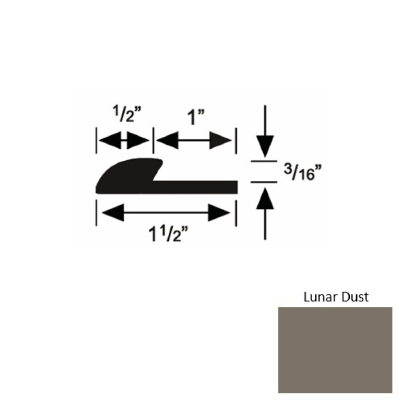 Solid 34 Lunar Dust Rubber Underlap Carpet Edge