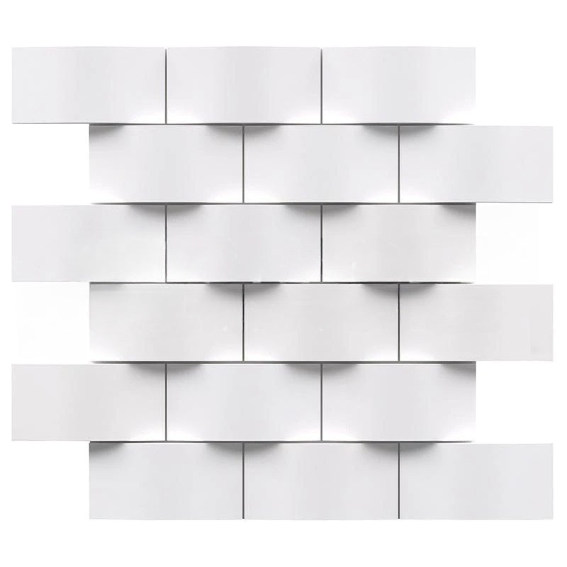 Thassos White Marble Mosaic - 2" x 4" Wavy Brick
