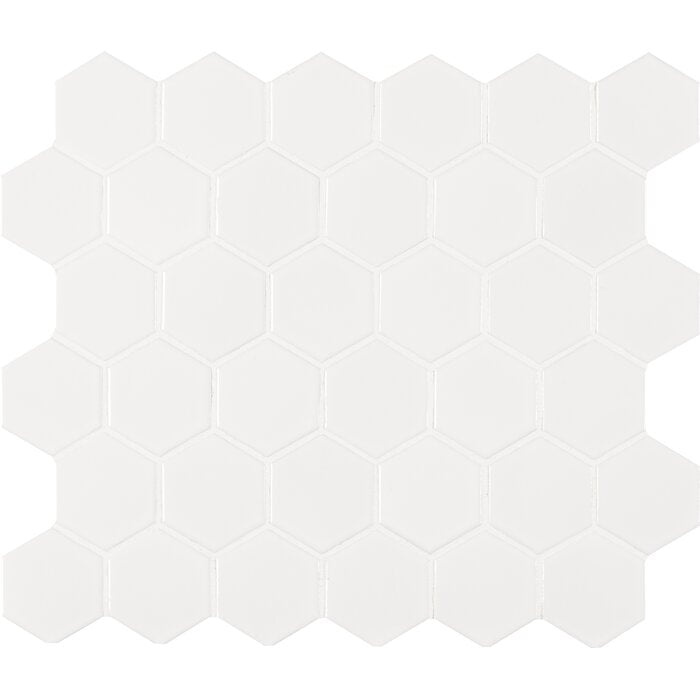 Retro Hexo Bianco Porcelain Mosaic - 2" X 2" Hexagon