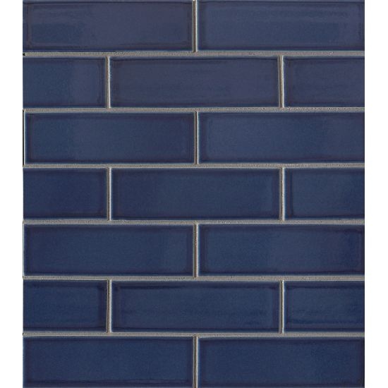 Zenia Tide Porcelain Mosaic - 2" X 6" Brick - Glossy, Per Pack: 10 Pcs