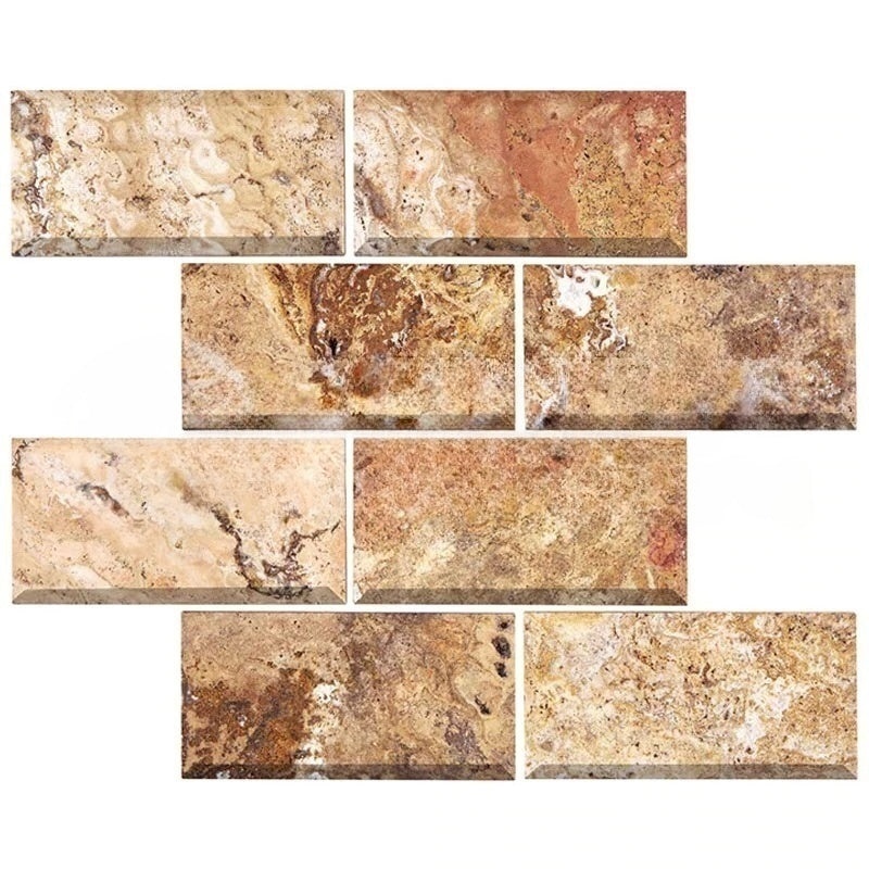 Scabos Cross Cut Beveled Travertine Tile