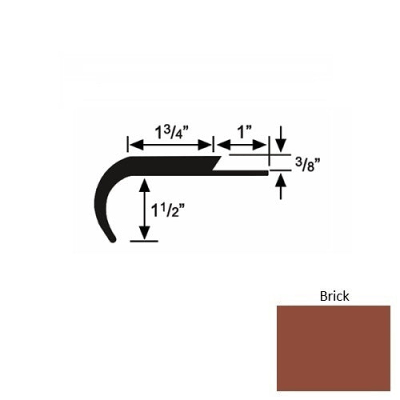 Solid 12 Brick Rubber Single Flange Carpet Stair Nosing