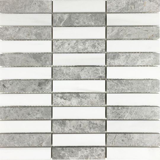 Metropolitan Dolomite Nuvoloso Blend Natural Stone Mosaic - 1" X 4" Stacked - Honed