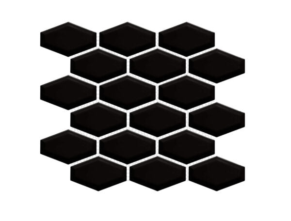 Artisan Plus Black Porcelain Mosaic - Elongated Hexagon - Glossy