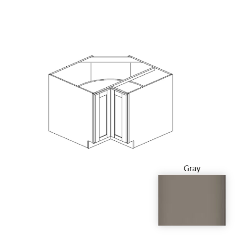 Gray Wood Kitchen Corner Lazy Susan Base Cabinet - 33" X 24" X 34.5" (Assembly Required) - Gray