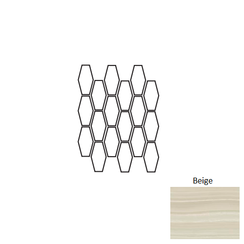 Hematite Beige Porcelain Mosaic - Elongated Hexagon - Matte
