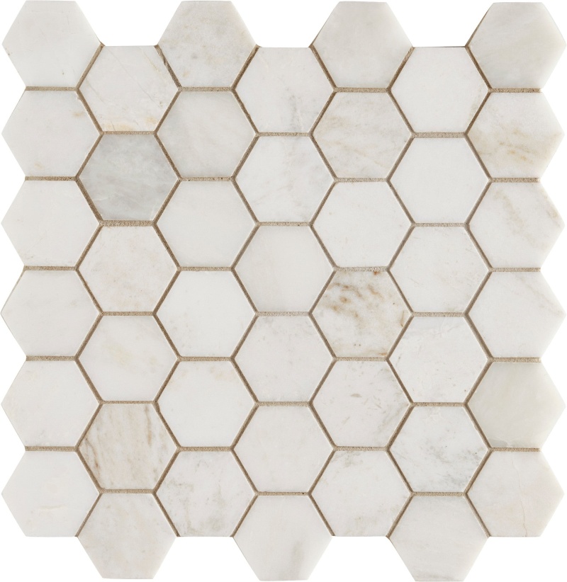Calacatta Gold Marble Mosaic - 2" X 2" Hexagon