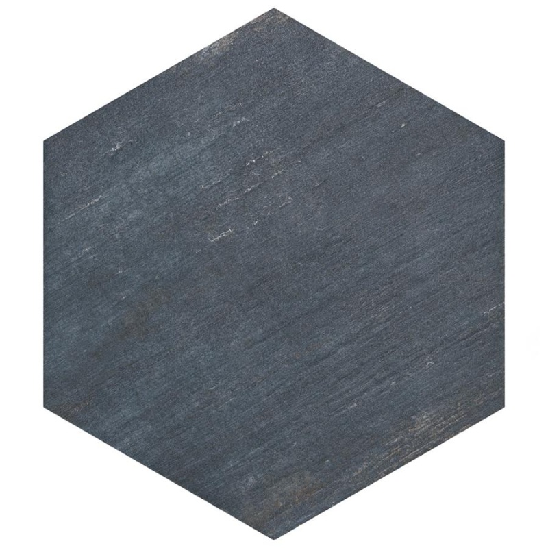 Retro Blue Porcelain Tile - Glossy - 7" X 8" Mini Hexagon
