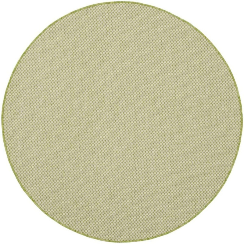 Courtyard Ivory Green Cou01 Polypropylene & Polyester Contemporary Area Rug - 4 Ft X Round - Ivory Green