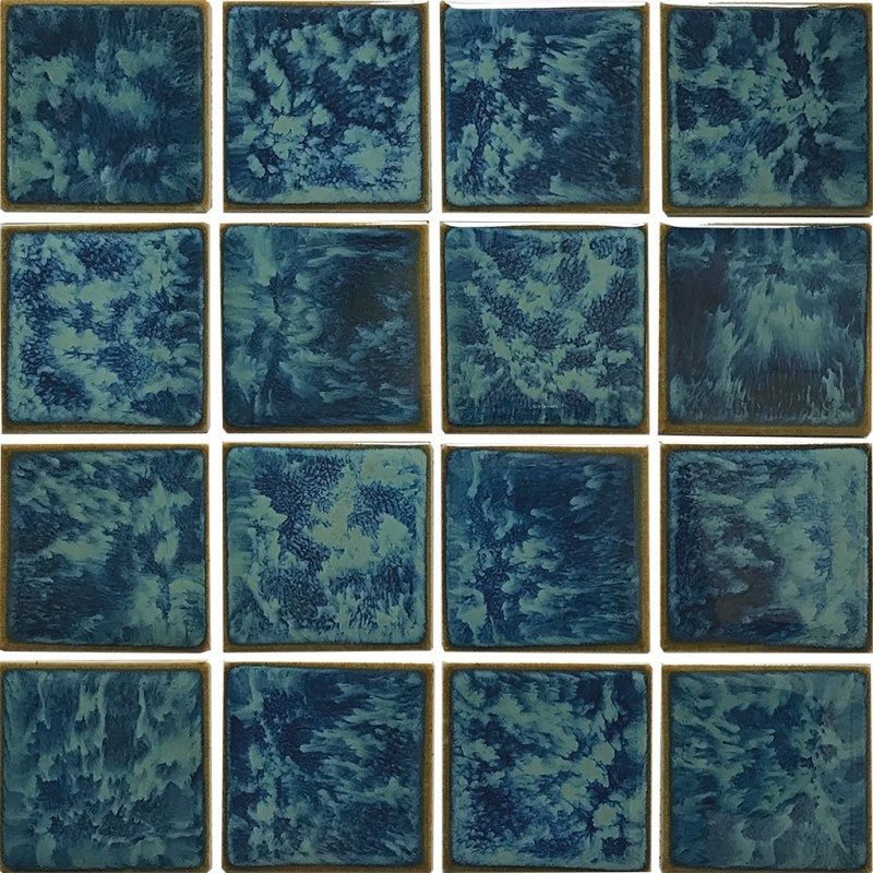 Aquatica Reflection Gulf Blue Porcelain Mosaic - 3" X 3" - Glossy