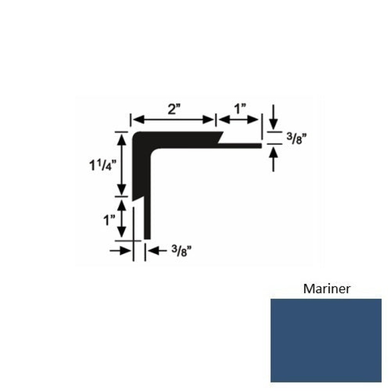 Solid 15 Mariner Rubber Double Flange Carpet Stair Nosing (Sq) - 2" X 9 Ft (108")