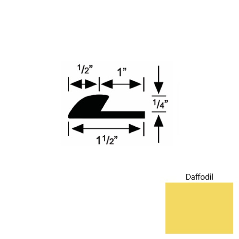 Solid 35 Daffodil Rubber Underlap Carpet Edge - 1 1/2" X 9 Ft (108") X 1/4"