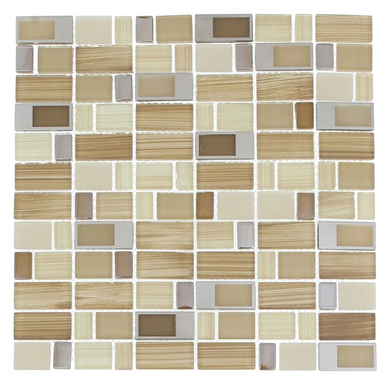 Blends Beige Glass & Stainless Steel Mosaic Tile