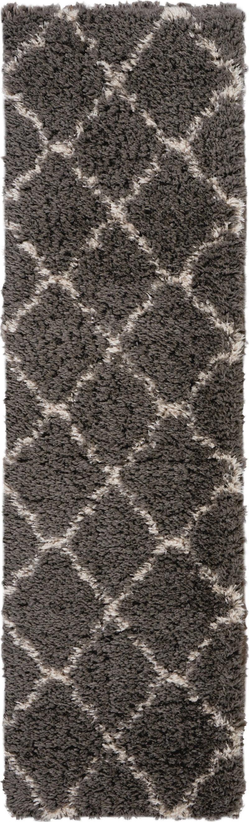 Luxe Shag Charcoal / Beige Polyester Shag Area Rug