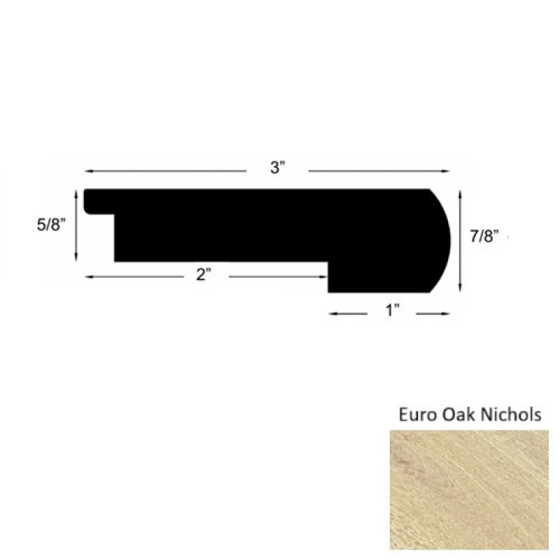 Mill Creek Euro Oak Nichols Hardwood Moulding / Trim - 3 3/8" X 78" Round Stair Nose - Urethane