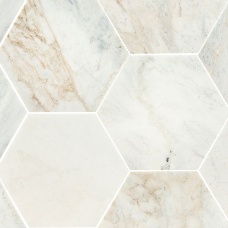 Arabescato Venato Marble Tile - Honed - 8" Hexagon