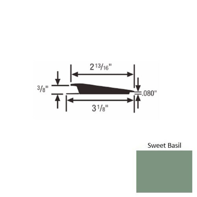 Solid 66 Sweet Basil Rubber Rolling Traffic Transition - 3 1/8" X 9 Ft (108") X 3/8" - 0.080"