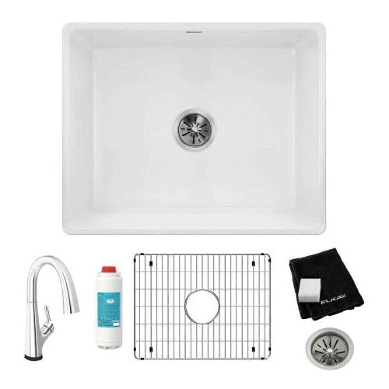 Fireclay White Farmhouse Single Bowl Workstation Kitchen Sink