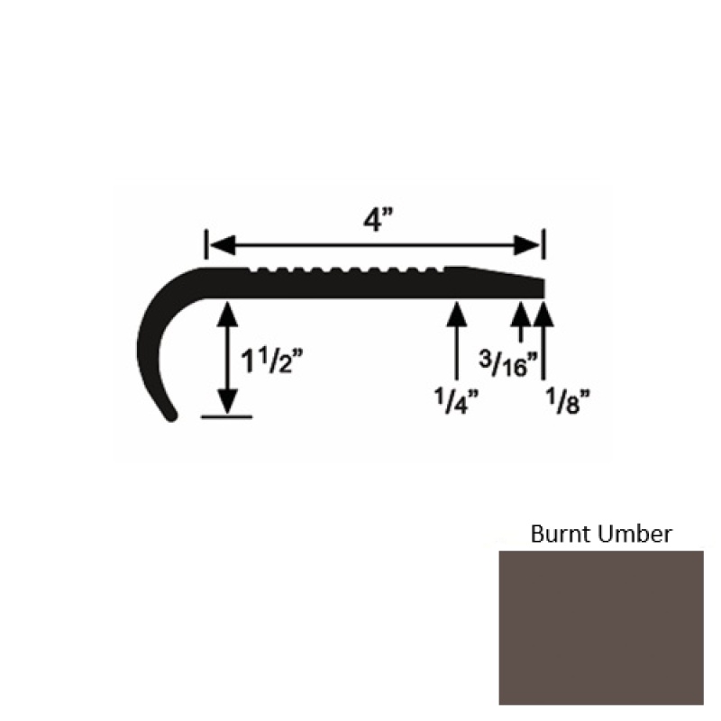 Solid 02 Burnt Umber Rubber Commercial Stair Nosing
