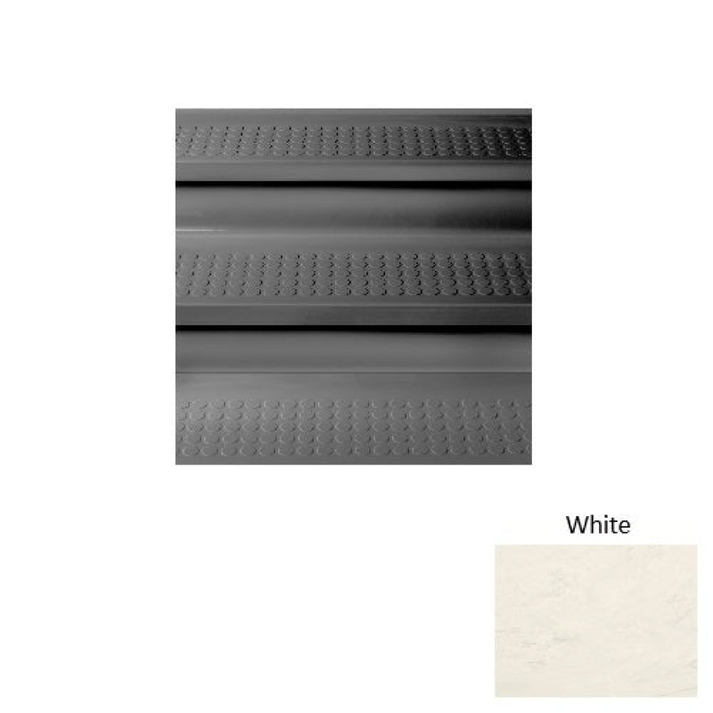 Marbleized White Textured Rubber Stair Tread With Riser