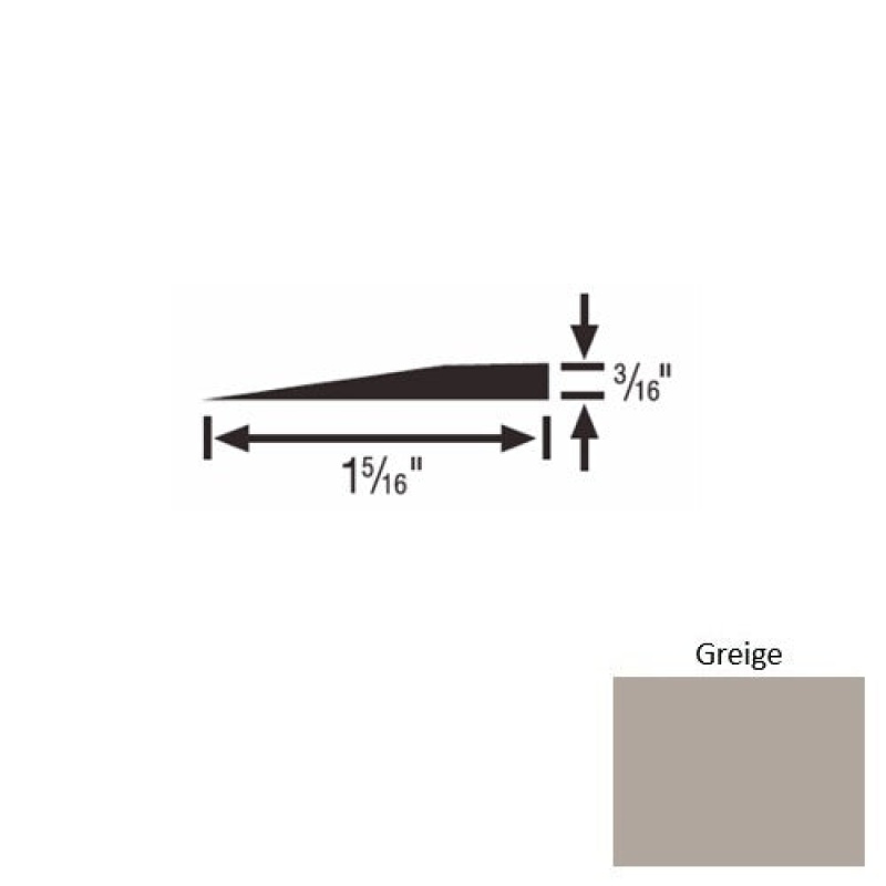 Solid 23 Greige Rubber Reducer Strip - 1 5/16" X 9 Ft (108") X 3/16"