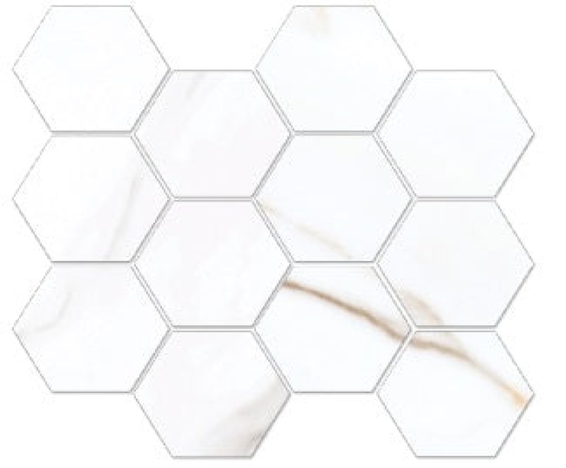 Calacatta Borghini Next Porcelain Mosaic - 3.25" Hexagon - Matte