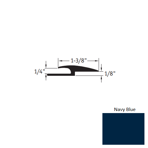 Johnsonite Navy Blue Vinyl Moulding / Trim - 1 3/8" X 12 Ft (144") X 1/4" - 1/8" Adaptor - Adaptor