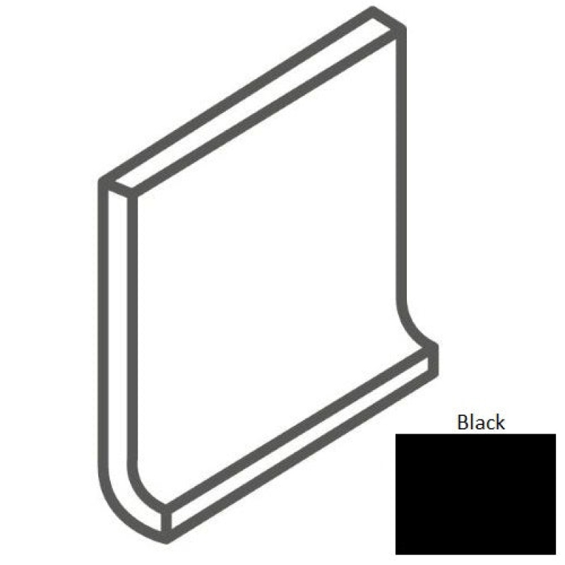 Black Ceramic Wall Trim 4" x 4" Flat Top Cove Base
