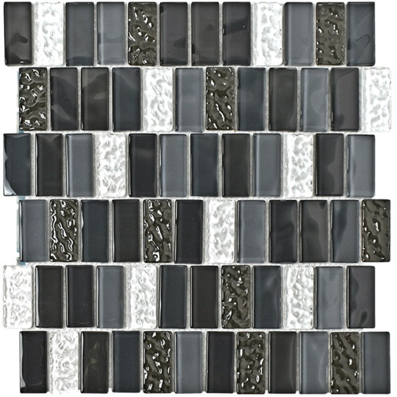 Aquatica Watercraft Black Sand Glass Mosaic - 1" X 2" - Glossy