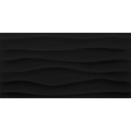 Multitude Domino Black Wave Ceramic Tile - Textured - 12" X 24", Per Pack: 15.52 Enter Quantity In Sqft