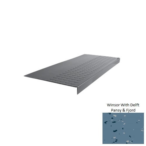 Spextones Winsor With Delft Pansy & Fjord Type 701E Distinct Designs Rubber - 15" X 72" Stair Tread - Rgt Radial Ii Raised Disc Design