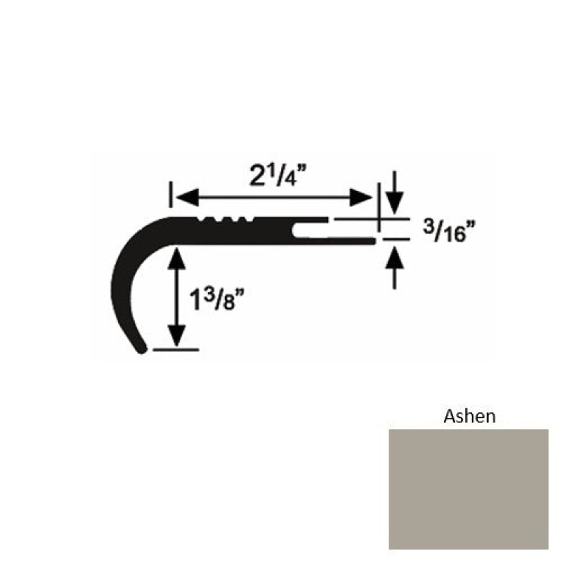 Solid 18 Ashen Rubber Undercut Carpet Nosing (Rd)