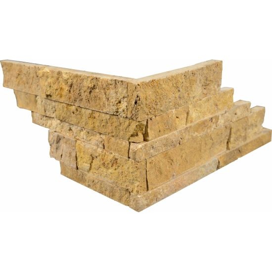Siena Travertine Ledgestone Corner - Split Face - 7" X 21"