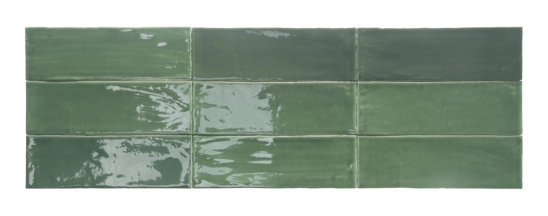 Tabarca Verde Ceramic Tile - Glossy - 3" x 9"