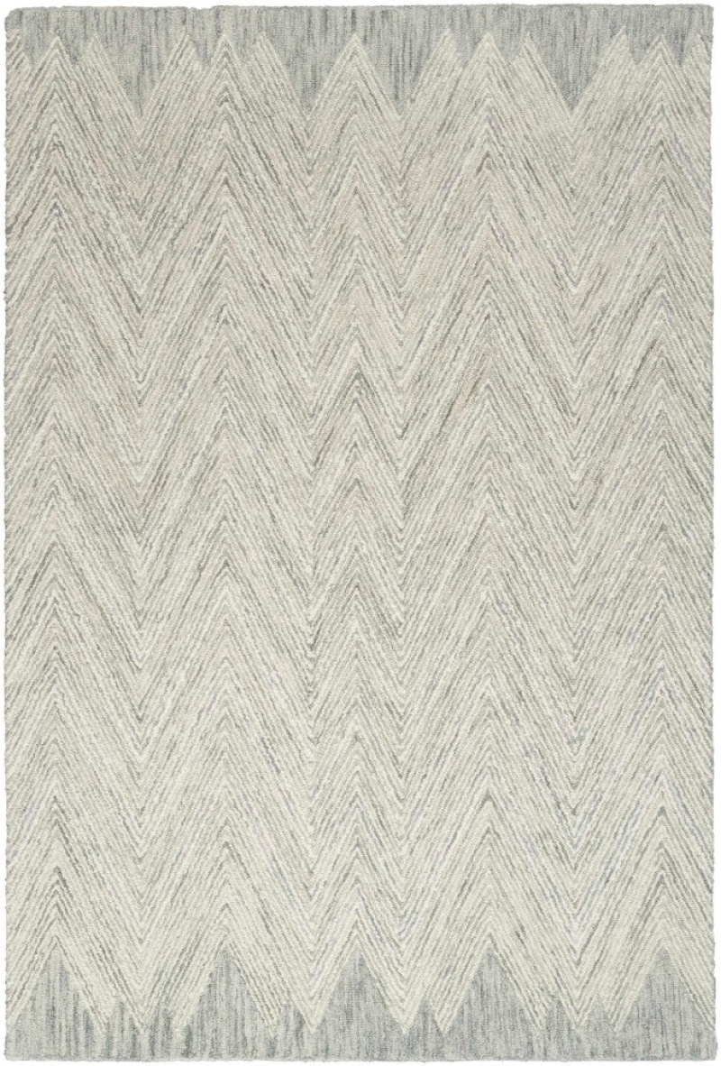 Interlock Teal Wool Modern Area Rug, 5 ft x 8 ft